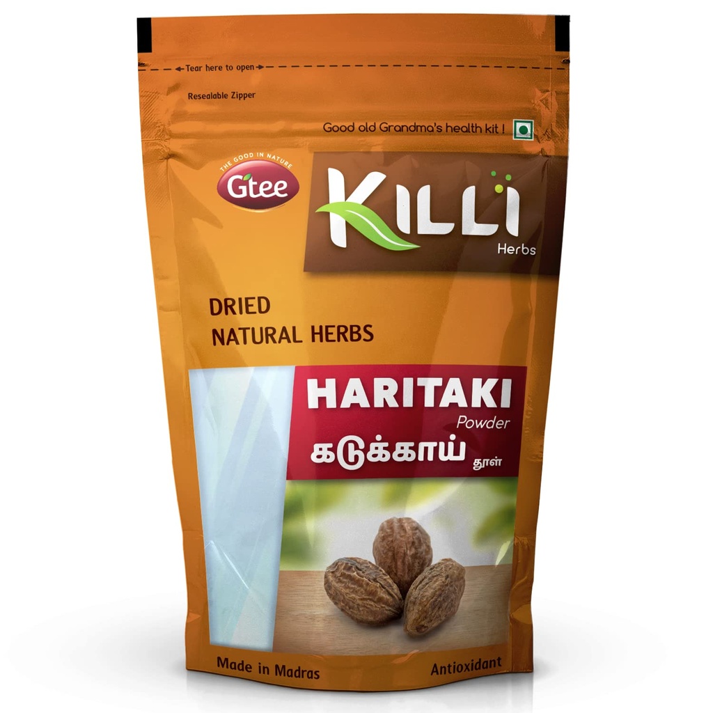 KILLI Haritaki Kadukkai Myrobalan Karakkaya Terminalia chebula Harad Powder, 100g