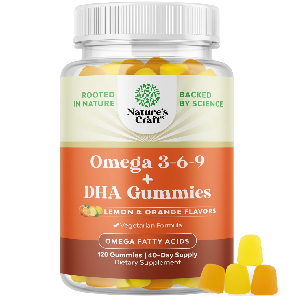 Vegetarische Omega 3 Gummies voor volwassenen - Vegetarische Omega 3 6 9 DHA Gummies voor hersenen bot en hart gezondheid en gezamenlijke ondersteuning - Burpless Fish Free Plant Based Supplement Mannen Vrouwen