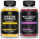 EFFECTY NUTRA Creatine Monohydraat Gummies 90ct & Sugar Free Milk Thistle Gummies 90ct