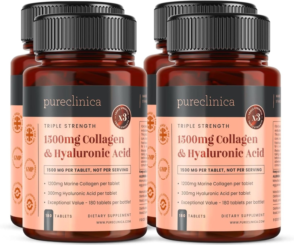 Pureclinica Triple Strength Marine Collageen & Hyaluronic Acid 1500mg per tablet 