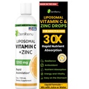 Zenrenu Liposomale Vitamine C en Zink Liquid Drank voor volwassenen en kinderen - Niet GGO Zonnebloemlecitijn - Max Antioxidant & Immune Support, 5 oz / 150 ml