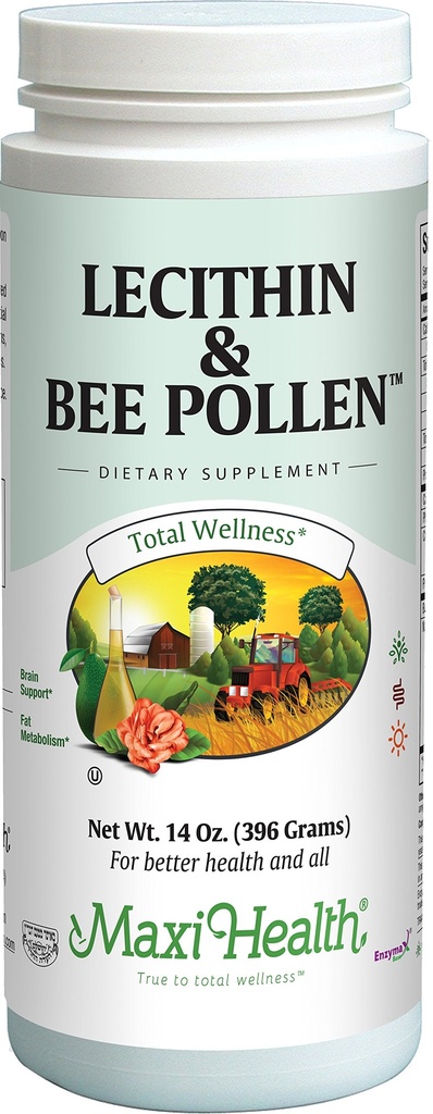 Maxi Health Lecithin & Bee Pollen - Ondersteuning van hersenen, energie en spijsvertering - 14 Oz Powder - Kosher