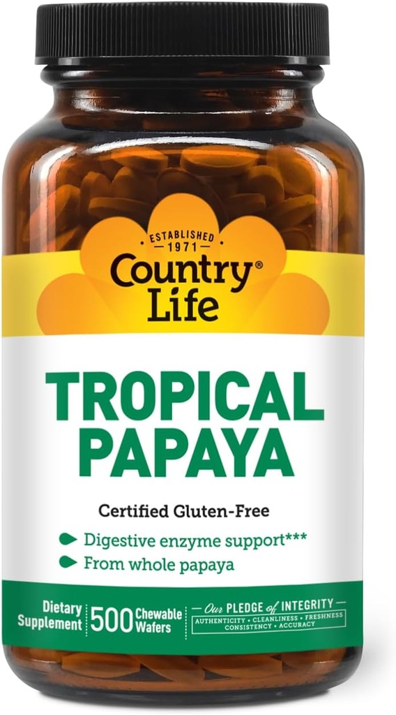 Landleven - Natuurlijke tropische Papaya Enzyme - 500 Kauwbare Wafers