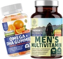 Number One Nutrition N1N Premium Mannen Dagelijkse Multivitamine [Vitaminen A C E D, Magnesium, Zink] en Omega 3 6 9 + DHA Gummies [Vegan, Plant Based], 2 Pack Bundle