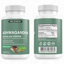 De natuur ruikt biologische Ashwagandha supplementen met zwarte peper Extract - 1300mg Pure Ashwagandha Extract - Energie Ondersteuning - Non-GMO, Glutenvrije, Vegan - 60 Capsules