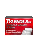 Tylenol 8 uur Spierpijn & pijnverlichting Uitgebreide-release tabletten met 650 mg acetaataminofen, koortsreducer & pijn Geneeskunde voor spieren, gewrichten, lichaam en rugpijn pijnverlichting, 24 tellen