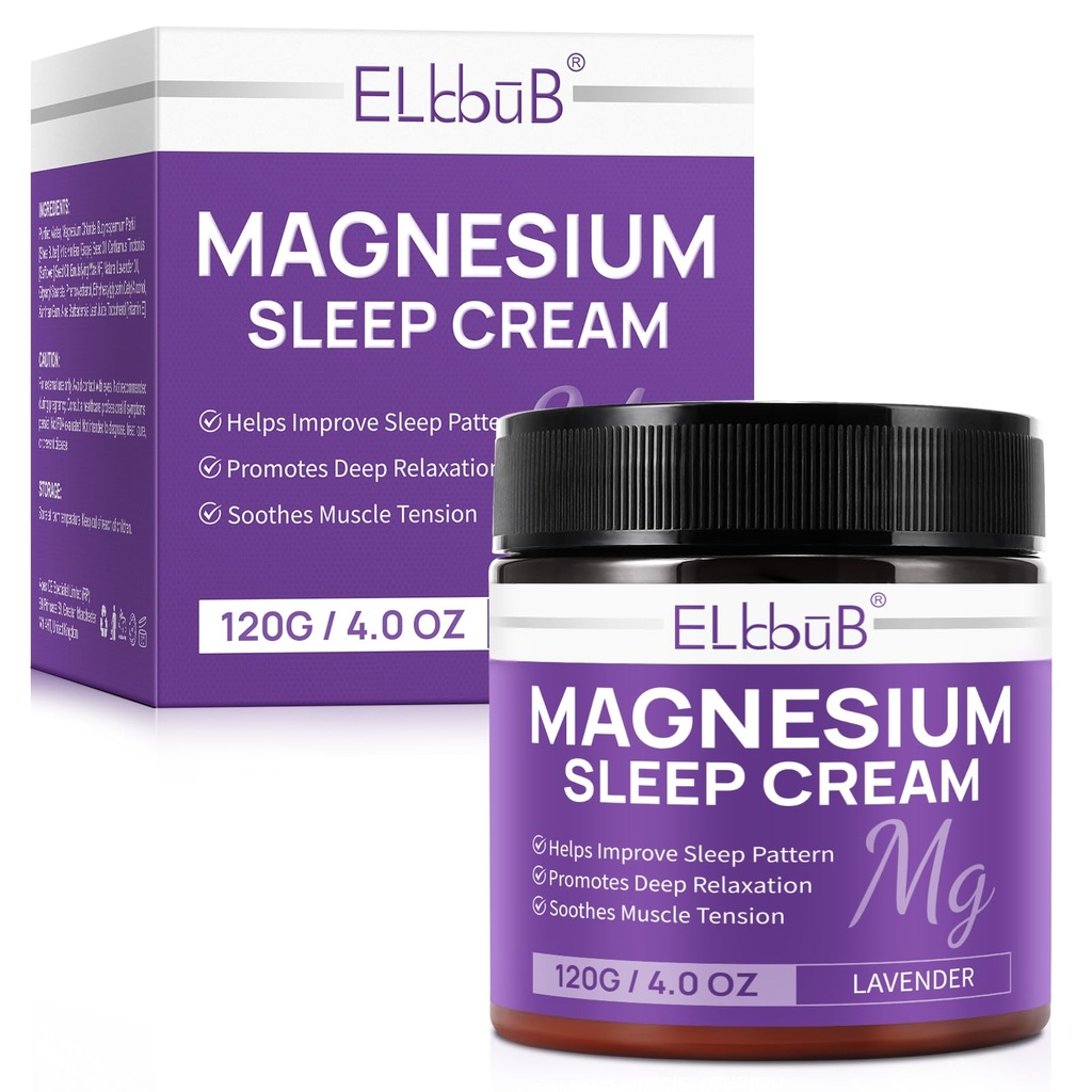 Magnesium crème voor slaap - verrijkt met amandelolie, lavendel en vitamine E voor diepe ontspanning - natuurlijke magnesiumlotion voor huid voeding en snelle absorptie - Lavendel