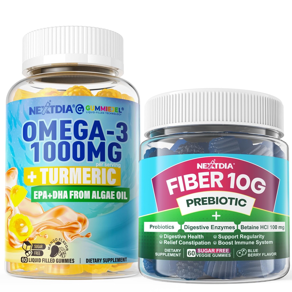 Vegan Omega-3 1000mg + Kurkuma, Fiber Gummies