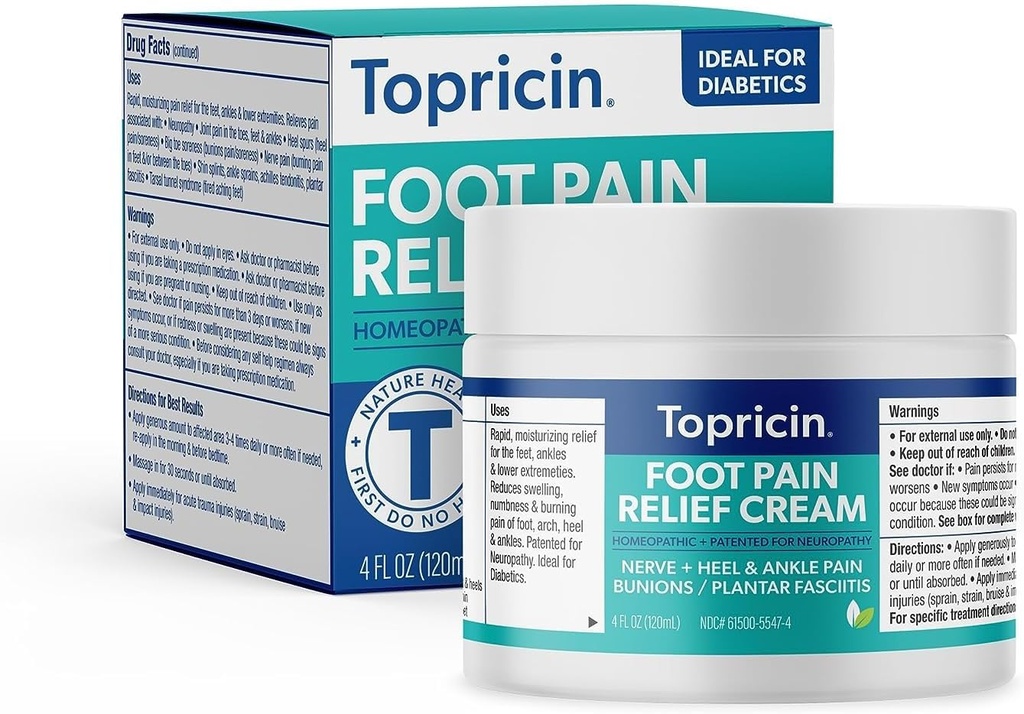 Topricin Voet pijn verlichting therapie crème (4 oz) snelle acting pijn herstellen Rub
