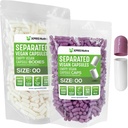 XPRS Nutra Vegan Maat 00 Gescheiden Capsules - 1000 Tel Premium Lege Capsules Gescheiden in Zakken - 00 Pillen Leeg voor DIY supplement vullen (Lavender/White)