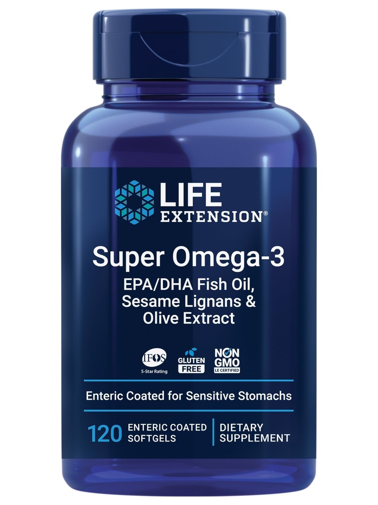 Life Extension Super Omega-3 EPA/DHA Fish Oil, Sesam Lignans & Olive Extract 