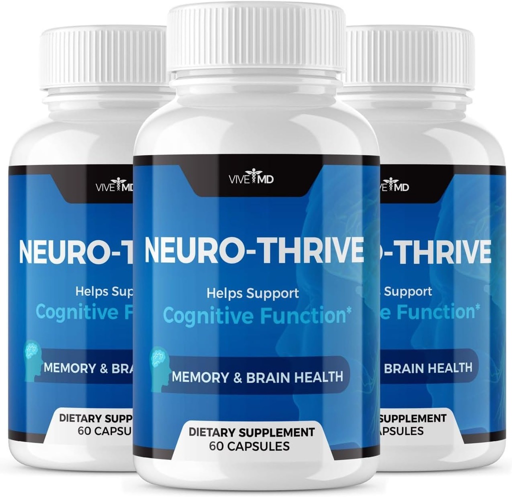Vive MD Neuro Thrive Brain Supplement - Officiële Formule - Neuro Thrive PQQ, Neuro Thrive, Extra Strength met Ginkgo Biloba Extract, Siberische Ginseng Extract - (3 Pack)