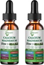 Calcium Magnesium Zink Liquid Drops, Liquid Magnesium Glycinate 500mg Calcium 1000mg met vitamine D3,K2,B6,B12,Coq10,6X Sterker dan Gummies Capsules (2 Pack)