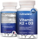 Vitamine D3 K2 Capsules voor mannen en vrouwen - K2 D3 Vitamine Supplement voor gezonde hart- en botondersteuning, Immuunsysteem en bloedcirculatiehulp, samengesteld in de VS, 60 Veggie Capsules