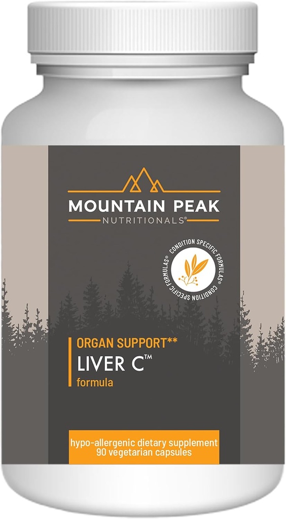 Mountain Peak Nutritionals Liver C - Organ Supplement helpt behouden gezonde leverfunctie en energieproductie - w/Siliphos® & Paddenstoelen - Hypoallergeen Dieetsupplement (90 Vegetarische Capsules)