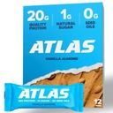 Atlas Proteine Bar, 20g Proteïne, 1g Suiker, Schoon Ingrediënten, Glutenvrij, Vanille Amandel (12 telling, verpakking van 1)