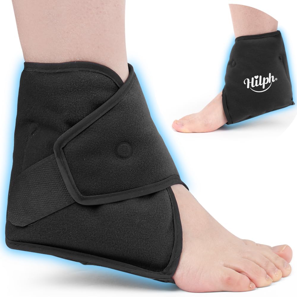 Hilph Enkel Ice Pack Wrap voor Zwelling, Herbruikbare Gel Cold Pack voor Enkel verstuikt, Hot Cold Compress voor Chirurgie Herstel, Plantar Fasciitis, Voet pijn verlichting, Zwelling, Achilles Tendonitis, Zwart