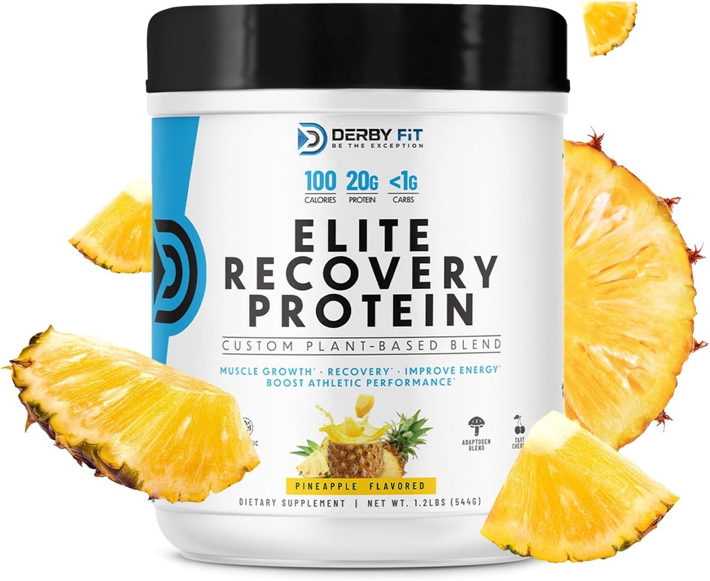 Derby Fit Elite Recovery Protein Clean, Low Carb Recovery Proteïnepoeder voor vrouwen en mannen - Glutenvrij, Veganistisch, Dairy Free, Ananas Delight - 20 porties (pakket van 1)