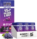 Voedingsdesigns LPS Liquid Collageen & Wei Protein Supplement - Non-GMO Drink, Sugar-Free - bevordert gezonde huid en haar voor mannen en vrouwen, druiven, single server (50 pakketten)