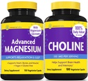 InnovixLabs Choline & Magnesium Bundle Choline Bitrate 550 mg (100 capsules) Advanced Magnesium (150 capsules). Ondersteunt Memory, Mood, Brain Health & Boost Cognitive.*