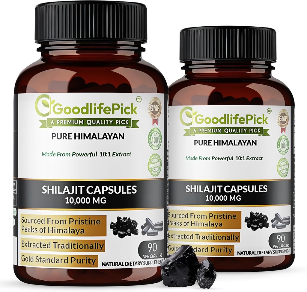 Premium Himalaya Shilajit Capsules van Potent Shilajit Rich in Trace Mineral & Fulvic Acid High Altitude Sourcing. Geëxtraheerd Traditioneel Alle Natuurlijke NonGMO Geen Stearaat Geen Rijstmeel (verpakking van 2)