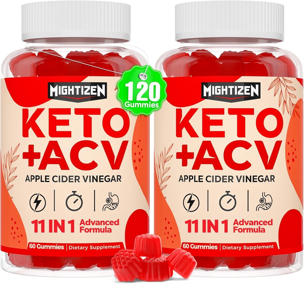 Apple Cider Vinegar Gummies, Max Strength Keto Acv Gummies met groene thee, probiotica, B12, B6, Keto Support, Apple Cider Vinegar met moeder voor detox & Cleanse, Digestie & Gut, Vegan, 120 Telt