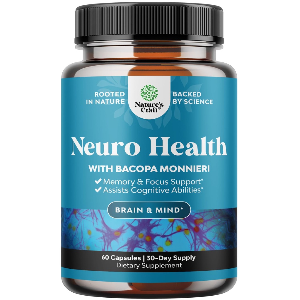 Nootropic Brain Supplement for Memory and Focus Support - Vitamines for Mental Support & Clarity with Bacopa Monnieri, VIT A, B6, Riboflavine, Niacin, Thiamin & Folate - Cognitive Complex - 60 Tel.