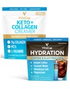 Hydratation VitaCup Bâtons de café instantanés avec/Electrolytes, Eau de coco, Roast moyen 18ct & Keto + Collagen Vanilla Crème à café avec/Superfoods & MCTs, 10 oz