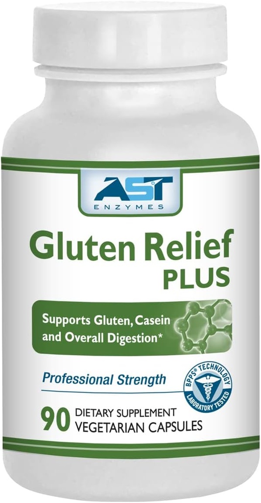 Gluten Relief Plus – 90 Capsules Végétariennes - Gluten Digestion Support – Formule Enzymatique Digestive Naturelle Premium - Contient Complexe Enzymatique DPP-IV – Enzymes AST