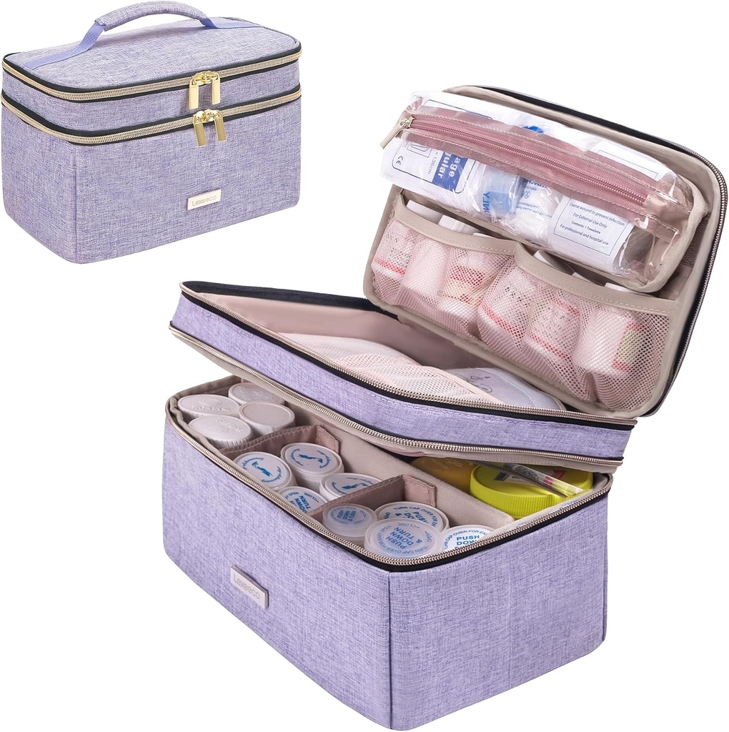 Medicijn Berging Bag Pill Fles Organizer met Portable Small Pouch Reizen Medicijn Fles Organizer voor Noodgeval Home EHBO Box Kit (Paars)