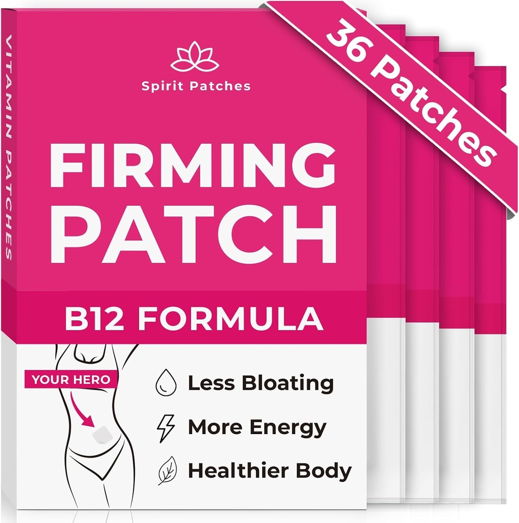 Firming B12 Patches (Pack van 36) - 100% natuurlijke vitamine Patches voor vrouwen, energie en body support, Self-Adhesive Transparante Patches - Verbeterde formule