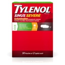 Tylenol Sinus Caplets diurnes sévères avec acétaminophène 325mg, Guaifenesin 200mg et Phénylephrine HCl 5mg, anti-douleur, expectorant et nasal, 50 packs de voyage de 2 ct