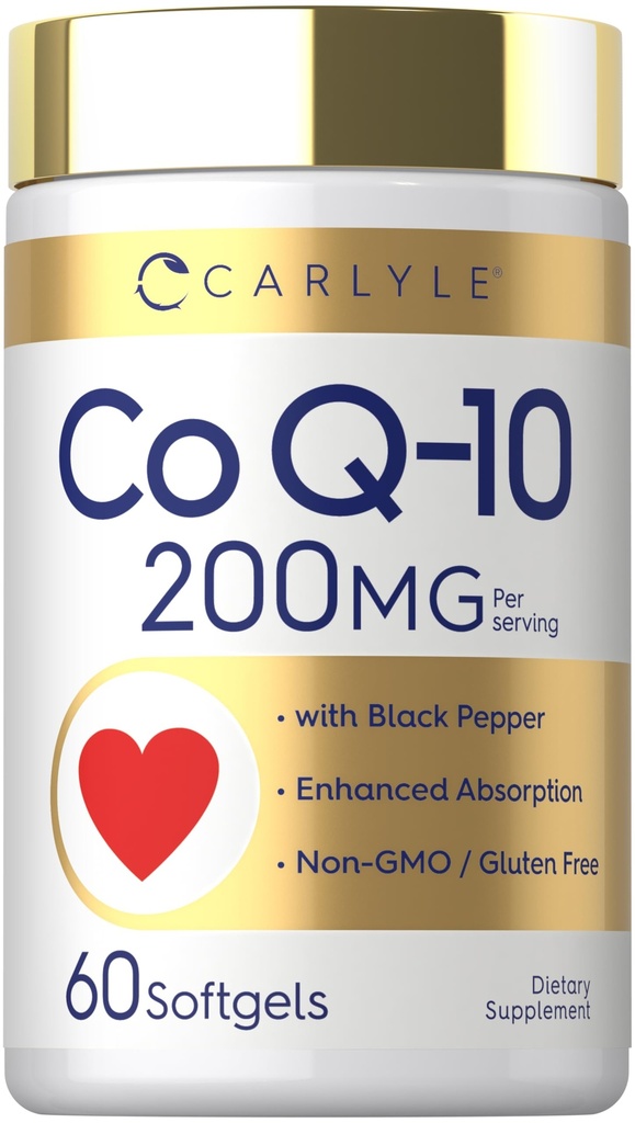 Carlyle CoQ10 200mg Softgels 60 Telling met Black Pepper enhanced Education