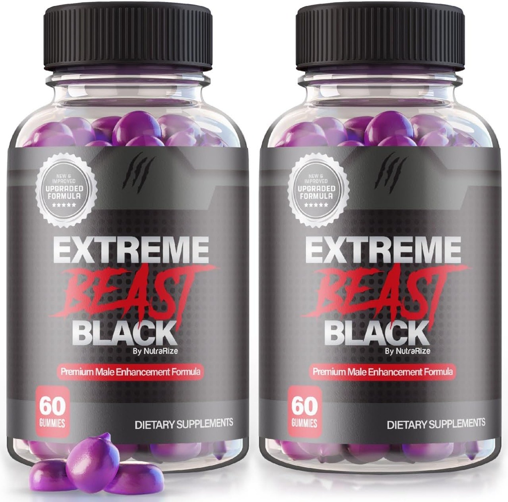 (2 Pack) Extreme Beast Black Gummies - Extreme Beast Black Supplement for Men, A Daily Formula for Peak Performance, Extreme Beast Black Premium Formulatie, ExtremeBeast Reviews (120 Gummies)