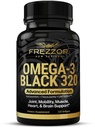 FREZZOR Omega 3 Black - Green Lipped Mossel Oil Capsules, Made in Nieuw-Zeeland, UAF1000+, Joint Care & Relief, Heart & Immune Support, No Fishy Aftersmaak, 320 Count (Pack of 1)