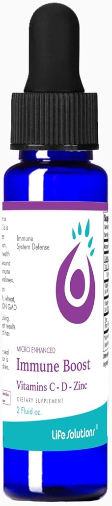 Life Solutions Liquid Immune Booster - Immuun Ondersteuning Supplement met vitamine C en zink met VIT d3 Volwassenen - Immuun Ondersteuning en Immuun Boosters voor volwassenen - 2 floz Dropper