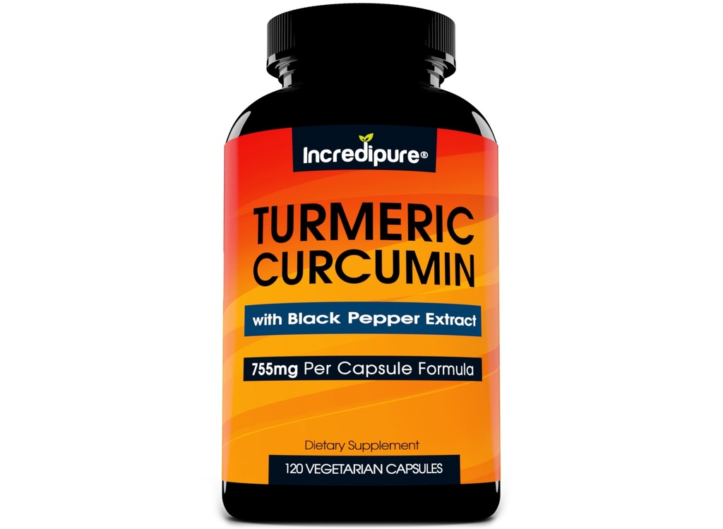 Supplément curcumin curcumin curcuma avec BioPerine - 755mg par gélule, 120 capsules de légumes par Curcumin Incredipure