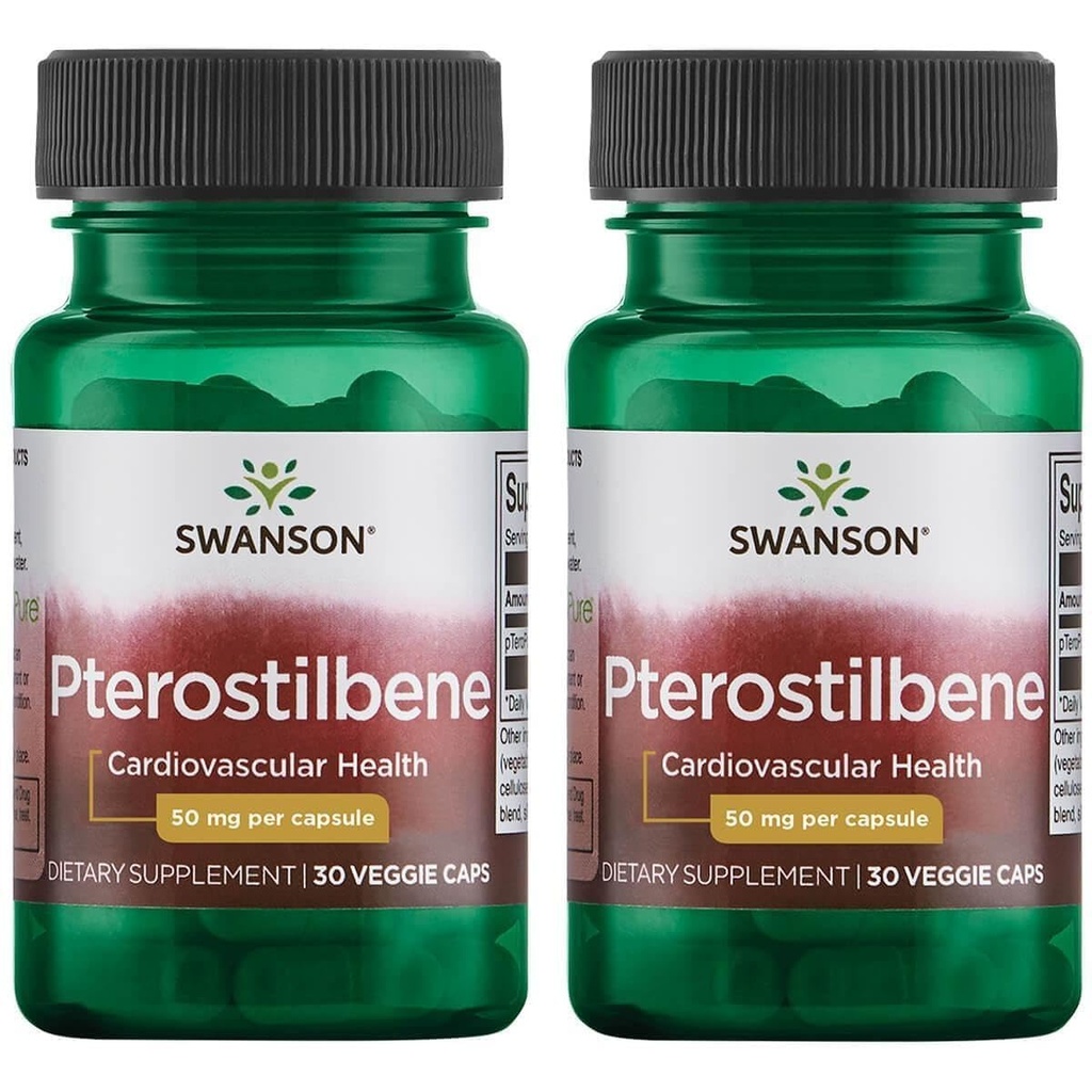 Swanson Pterostilbene 50 mg 30 Veg Caps (2 Pack)