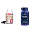 Jarrow Formulas QH-Absorb 200 mg - High Absorptie Co-Q10 - Active Antioxidant Form of Co-Q10 & Life Extension N-Acetyl-L-Cysteine (NAC), Immune, Respiratory, Liver Health, NAC 600 mg