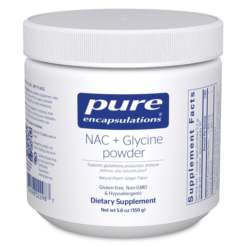 Pure Encapsulations NAC + Glycinepoeder - Immune Support, Detox Cleanse & Glutathion Production* - Voorwaardelijk essentiële Aminozuren - Glutenvrij & niet-GMO - 5.6 oz