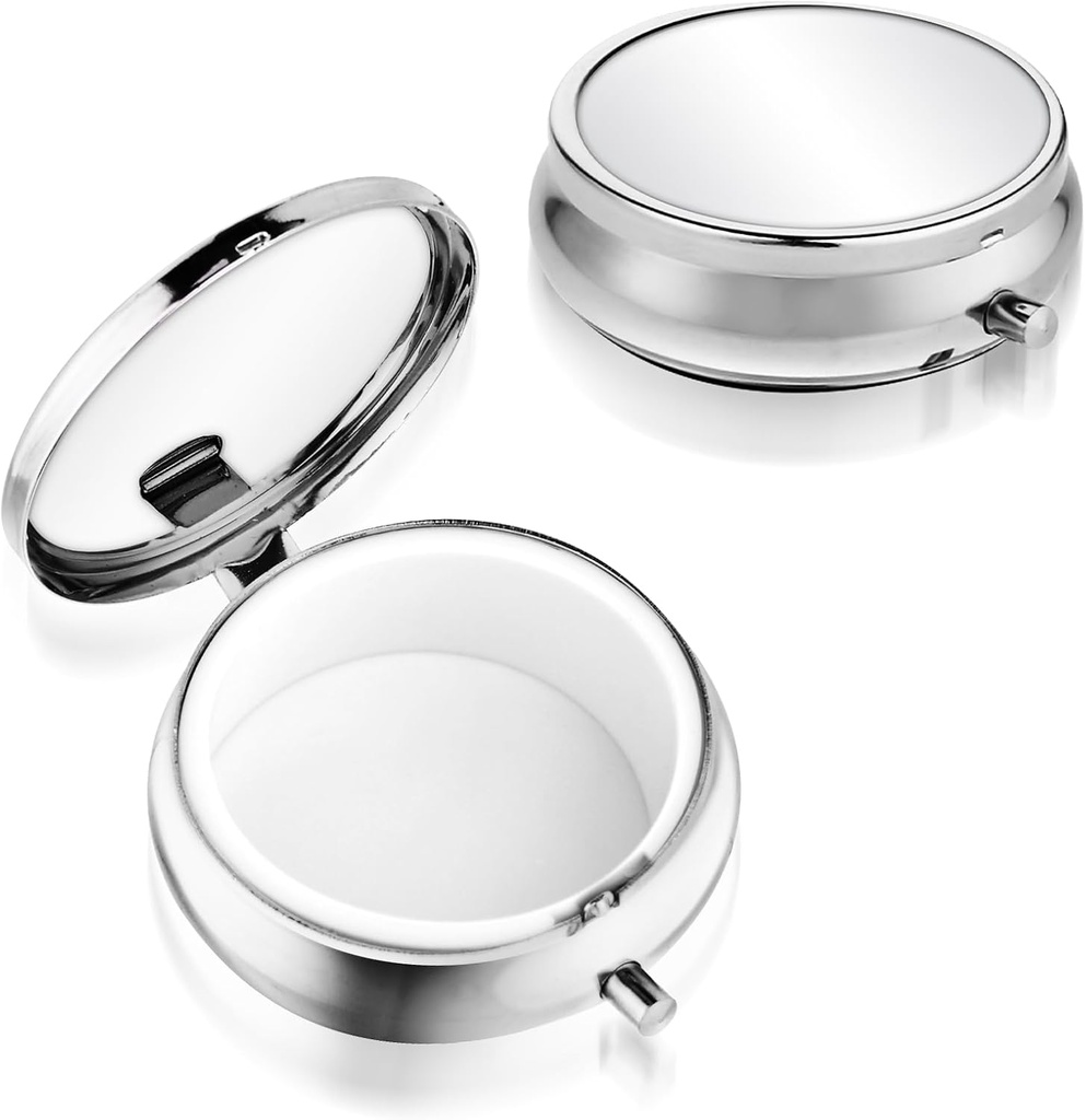 Sibba Portable Medicine Pill Case, Travel Multi-Functional Moisture Proof Pill Box for Purse & Pocket, Cute Metal Medicine Pill Organizer Box for Vitamines, Fish Oil & Supplements(1 Compartiment)