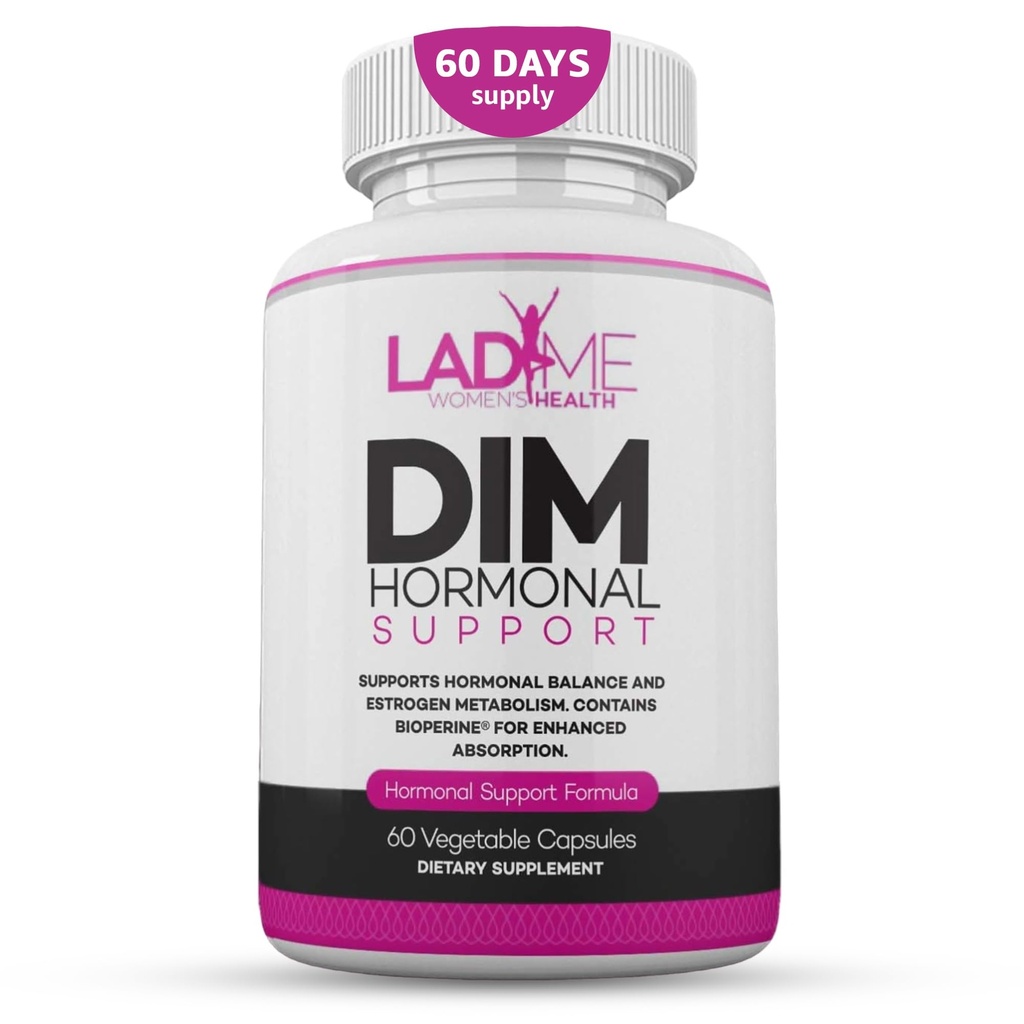 DIM Complex 150 mg Hormonale ondersteuning Menopauze Relief Supplement voor Hot Flashes & Hormonal Acne Relief Bioperine, Broccoli & Calcium Estrogeen Metabolisme Balancing Pillen voor Vrouwen 60 Capsules door LadyMe