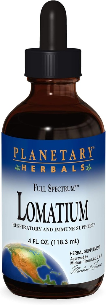Planetaire kruiden Lomatium Volledig Spectrum Liquid, Respiratory and Immune Support, 4 Ounces