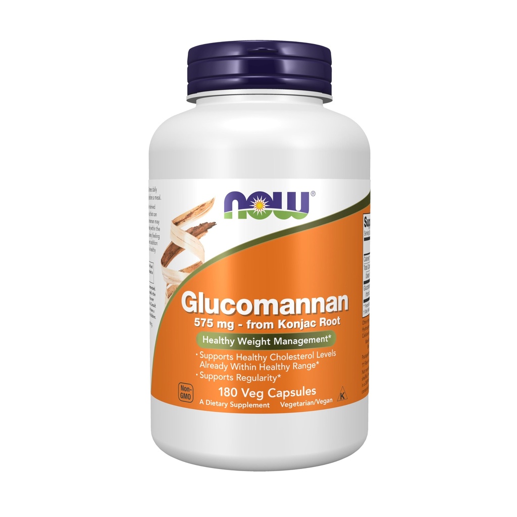 NOW Foods Supplements, Glucomannan (Amorphophallus konjac) 575 mg, Ondersteunt Regularity*, Gezond Gewicht Management*, 180 Veg Capsules