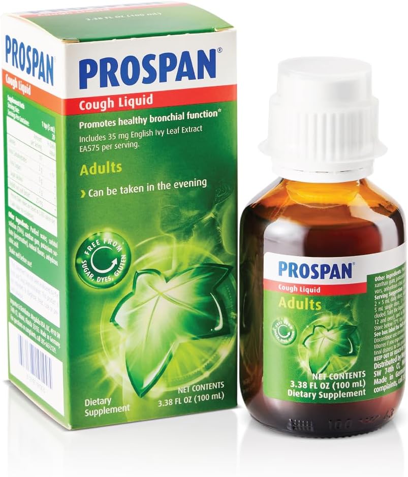 Prospan/Abrilar Cough Syrup + Slijm met eigen Engels Ivy Leaf Extract EA575 voor volwassenen - Soothes Hoest, Slijm Relief, Geen toegevoegde suiker, Niet-Drowsy, Alcoholvrij, Drugvrij - 100mL