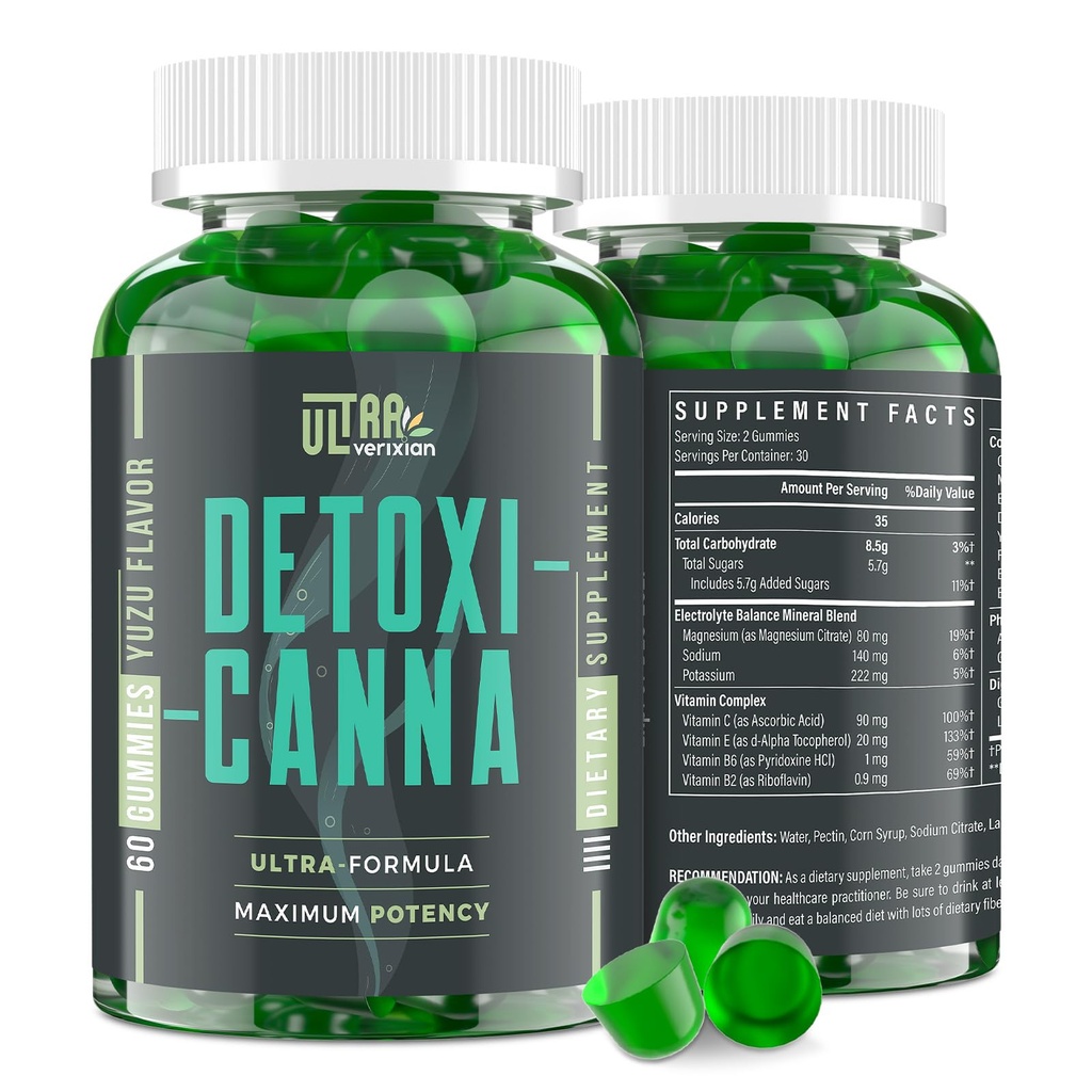 Detox Reiniging Gummies - Lever, darm, nierreiniging Detox & Reparatie, Snelle & effectieve volledige lichaamsreiniging Beste voor vrouwen en mannen met melkdistel - Natuurlijke Plant-Based Detox Supplement, 60 Gummies