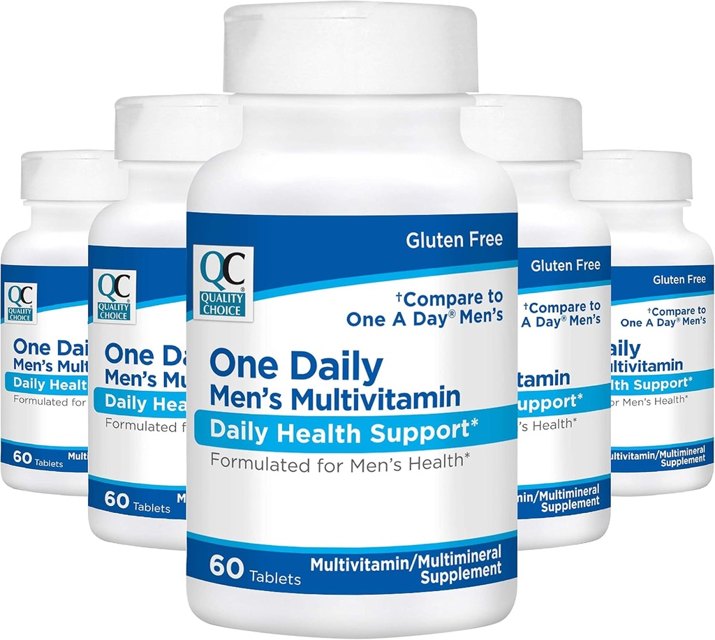 Quality Choice Mens One Daily Multivitamine with Vitamins A C D E B (1, 2, & 6) and Mineral Supplements in 60 Telflessen (5 Pack)