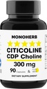 MONOHERB Citicoline CDP Choline 300 mg per capsule - 90 Vegetarische capsules
