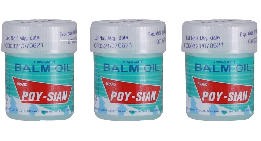POY-SIAN Thai Pim-Saen Cotton Nasal Inhaler 8 ml (verpakking van 3)