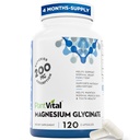PlantVital Magnesium Glycinate 200mg 120 Capsules - Hoge Absorptie, Non-GMO, Veganistisch, Glutenvrij - Ondersteunt normale slaap, spier- en zenuwfunctie, normale hart- en botgezondheid, helpt kalmte en ontspannen